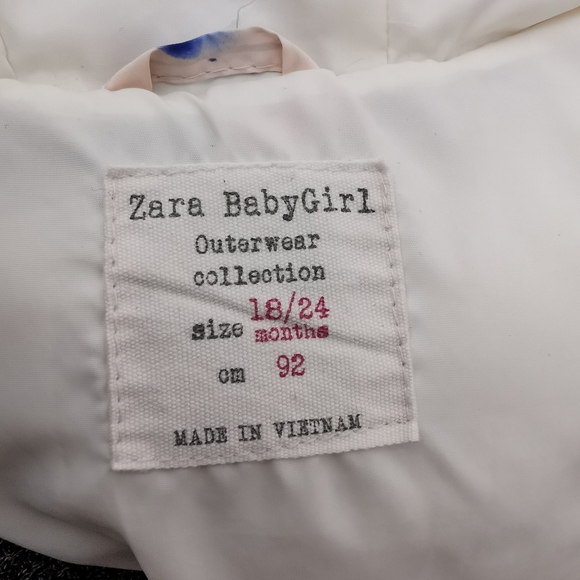 18-24 MON ZARA BabyGirl Collection, Floral Hooded Puffer Jacket VGUC - Picture 5 of 6